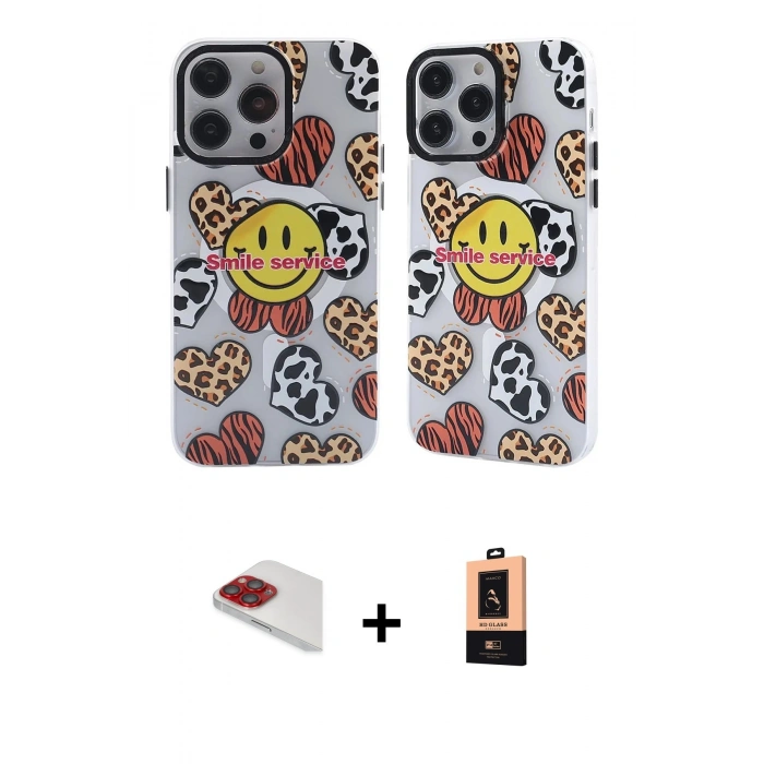 MARSİLYAN™- iPhone 13 Pro Max Kılıf Nova Doku Koleksiyonu - Şeffaf Maxco Cam Ekran Koruyucu + Pers Alüminyum Kamera Lens - KI