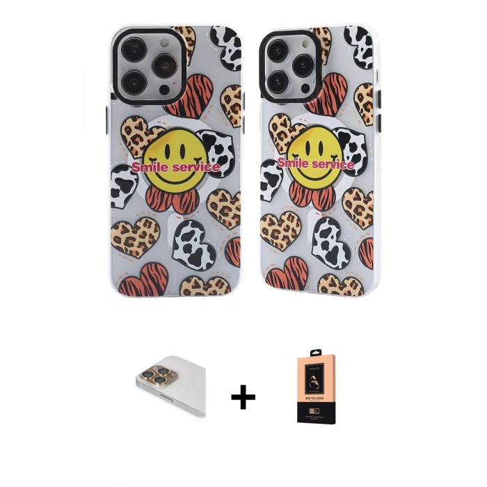 MARSİLYAN™- iPhone 13 Pro Max Kılıf Nova Doku Koleksiyonu - Şeffaf Maxco Cam Ekran Koruyucu + Pers Alüminyum Kamera Lens - GD