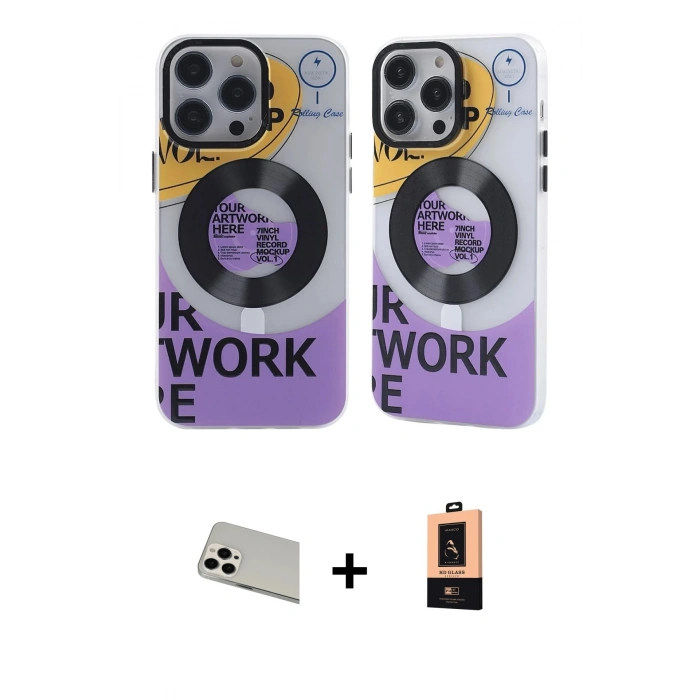 MARSİLYAN™- iPhone 13 Pro Max Kılıf Nova Doku Koleksiyonu - Şeffaf Maxco Cam Ekran Koruyucu + Rainbow Kamera Lens Koruma Cam - BZ