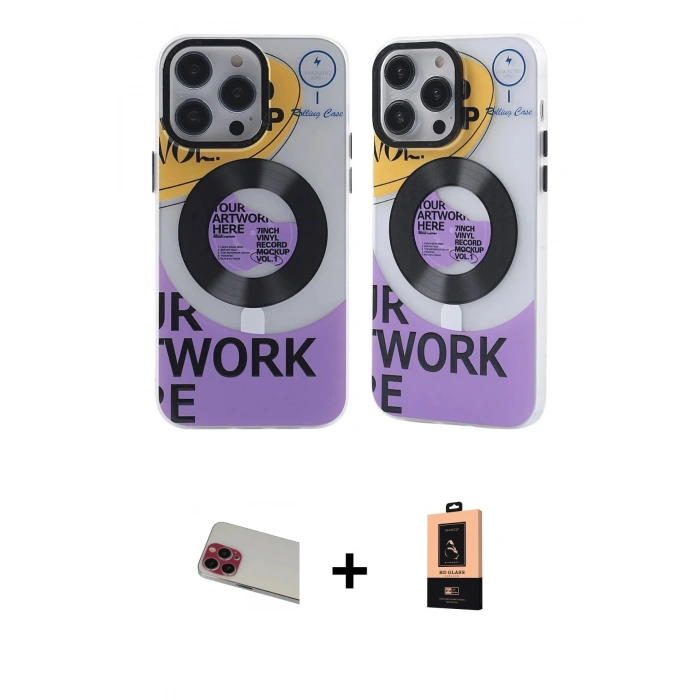MARSİLYAN™- iPhone 13 Pro Max Kılıf Nova Doku Koleksiyonu - Şeffaf Maxco Cam Ekran Koruyucu + Rainbow Kamera Lens Koruma Cam - KI