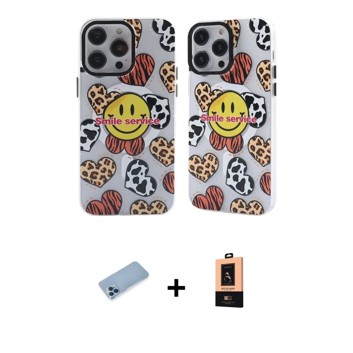 MARSİLYAN™- iPhone 13 Pro Max Kılıf Nova Doku Koleksiyonu - Şeffaf Maxco Cam Ekran Koruyucu + Shine Kamera Lens Koruma Cam - MI