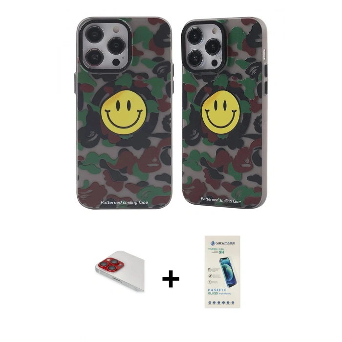 MARSİLYAN™- iPhone 13 Pro Max Kılıf Nova Doku Koleksiyonu - Şeffaf Pasifik Cam Ekran Koruyucu + Pers Alüminyum Kamera Lens - KI