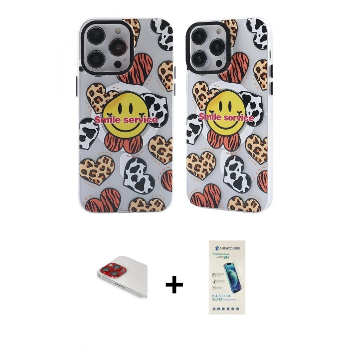 MARSİLYAN™- iPhone 13 Pro Max Kılıf Nova Doku Koleksiyonu - Şeffaf Pasifik Cam Ekran Koruyucu + Pers Alüminyum Kamera Lens - KI