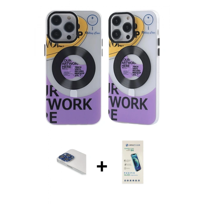 MARSİLYAN™- iPhone 13 Pro Max Kılıf Nova Doku Koleksiyonu - Şeffaf Pasifik Cam Ekran Koruyucu + Pers Alüminyum Kamera Lens - LT