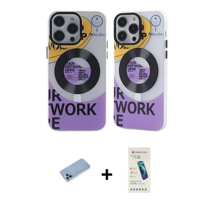 MARSİLYAN™- iPhone 13 Pro Max Kılıf Nova Doku Koleksiyonu - Şeffaf Pasifik Cam Ekran Koruyucu + Shine Kamera Lens Koruma Cam - MI
