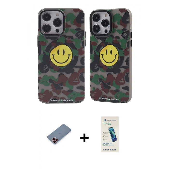 MARSİLYAN™- iPhone 13 Pro Max Kılıf Nova Doku Koleksiyonu - Şeffaf Pasifik Cam Ekran Koruyucu + Metal Kamera Lens Koruma Cam - KI