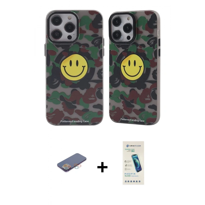 MARSİLYAN™- iPhone 13 Pro Max Kılıf Nova Doku Koleksiyonu - Şeffaf Pasifik Cam Ekran Koruyucu + Renkli Kamera Lens Koruma Cam - PE