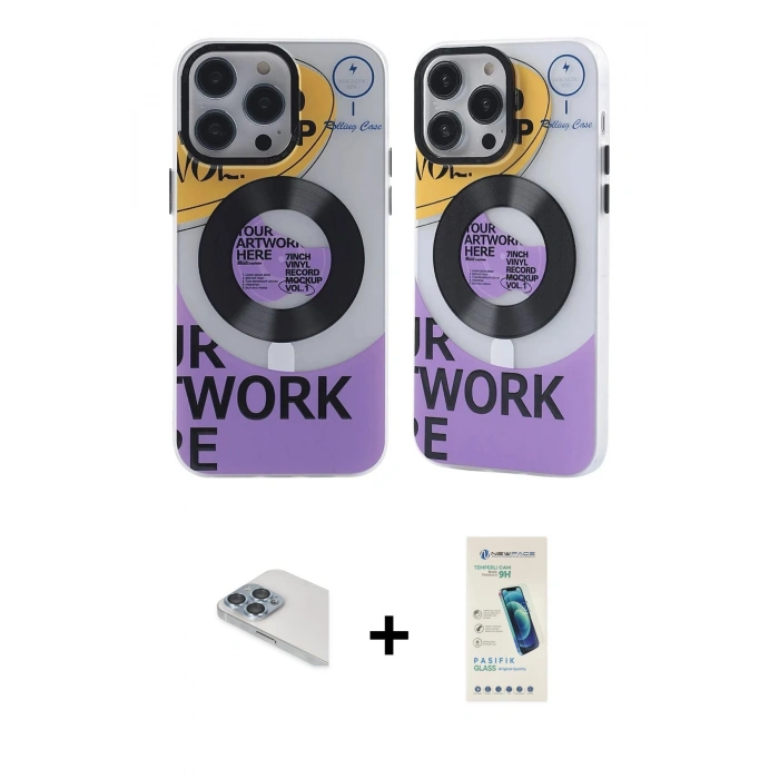 MARSİLYAN™- iPhone 13 Pro Max Kılıf Nova Doku Koleksiyonu - Şeffaf Pasifik Cam Ekran Koruyucu + Pers Alüminyum Kamera Lens - SABE
