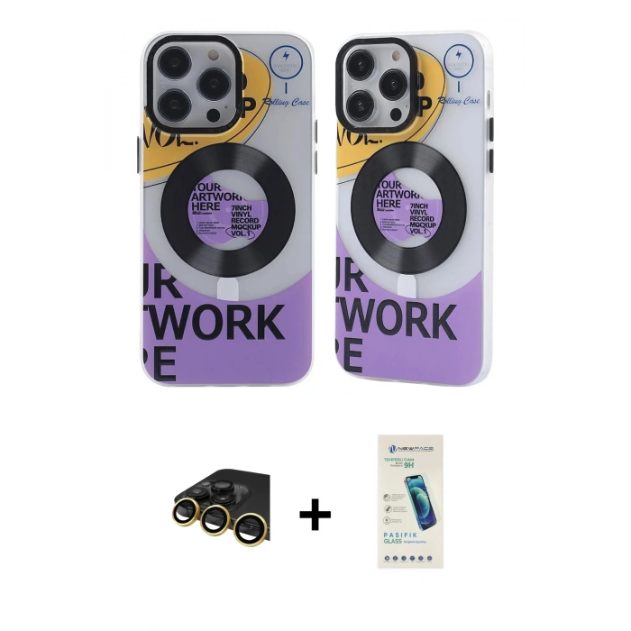 MARSİLYAN™- iPhone 13 Pro Max Kılıf Nova Doku Koleksiyonu - Şeffaf Pasifik Cam Ekran Koruyucu + Raze Metal Kamera Lens - GD