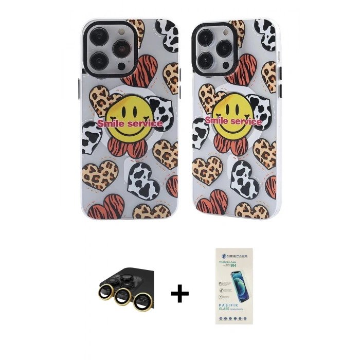 MARSİLYAN™- iPhone 13 Pro Max Kılıf Nova Doku Koleksiyonu - Şeffaf Pasifik Cam Ekran Koruyucu + Raze Metal Kamera Lens - GD