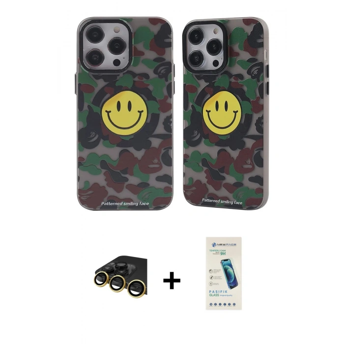 MARSİLYAN™- iPhone 13 Pro Max Kılıf Nova Doku Koleksiyonu - Şeffaf Pasifik Cam Ekran Koruyucu + Raze Metal Kamera Lens - GD