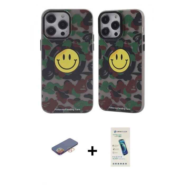 MARSİLYAN™- iPhone 13 Pro Max Kılıf Nova Doku Koleksiyonu - Şeffaf Pasifik Cam Ekran Koruyucu + Renkli Kamera Lens Koruma Cam - TU