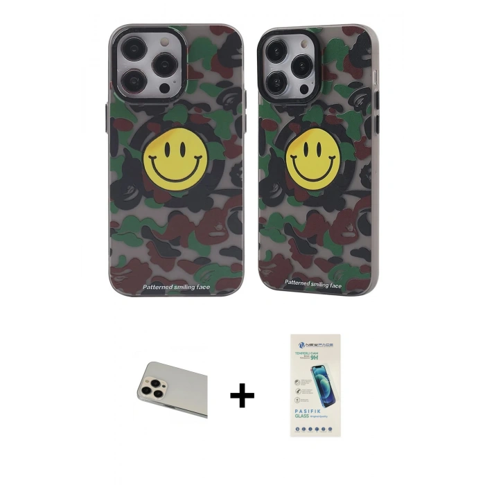 MARSİLYAN™- iPhone 13 Pro Max Kılıf Nova Doku Koleksiyonu - Şeffaf Pasifik Cam Ekran Koruyucu + Rainbow Kamera Lens Koruma Cam - REGD