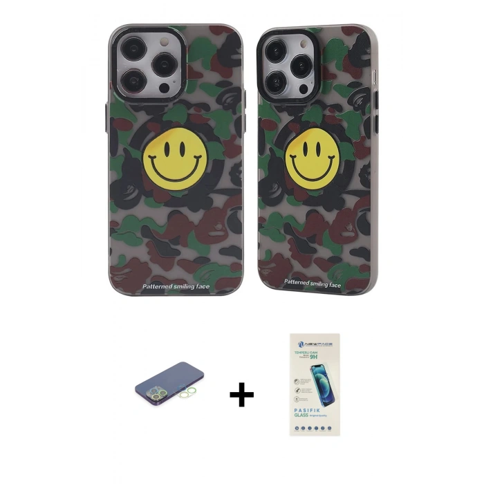 MARSİLYAN™- iPhone 13 Pro Max Kılıf Nova Doku Koleksiyonu - Şeffaf Pasifik Cam Ekran Koruyucu + Renkli Kamera Lens Koruma Cam - YL