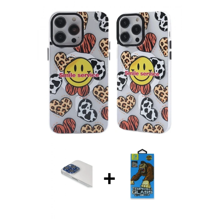 MARSİLYAN™- iPhone 13 Pro Max Kılıf Nova Doku Koleksiyonu - Siyah 18D Cam Ekran Koruyucu + Pers Alüminyum Kamera Lens - LT