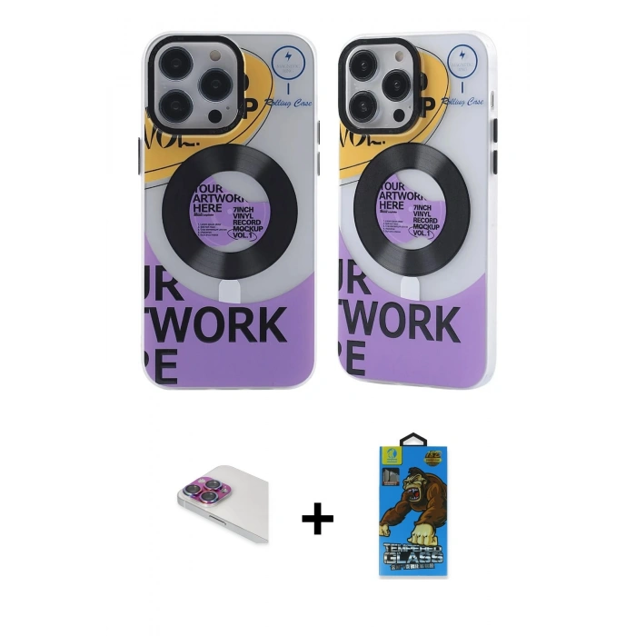 MARSİLYAN™- iPhone 13 Pro Max Kılıf Nova Doku Koleksiyonu - Siyah 18D Cam Ekran Koruyucu + Pers Alüminyum Kamera Lens - GI