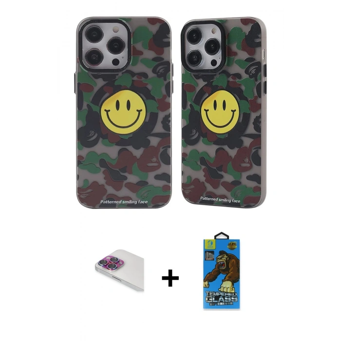 MARSİLYAN™- iPhone 13 Pro Max Kılıf Nova Doku Koleksiyonu - Siyah 18D Cam Ekran Koruyucu + Pers Alüminyum Kamera Lens - GI