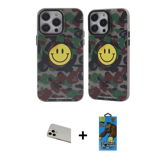 MARSİLYAN™- iPhone 13 Pro Max Kılıf Nova Doku Koleksiyonu - Siyah 18D Cam Ekran Koruyucu + Rainbow Kamera Lens Koruma Cam - REGD