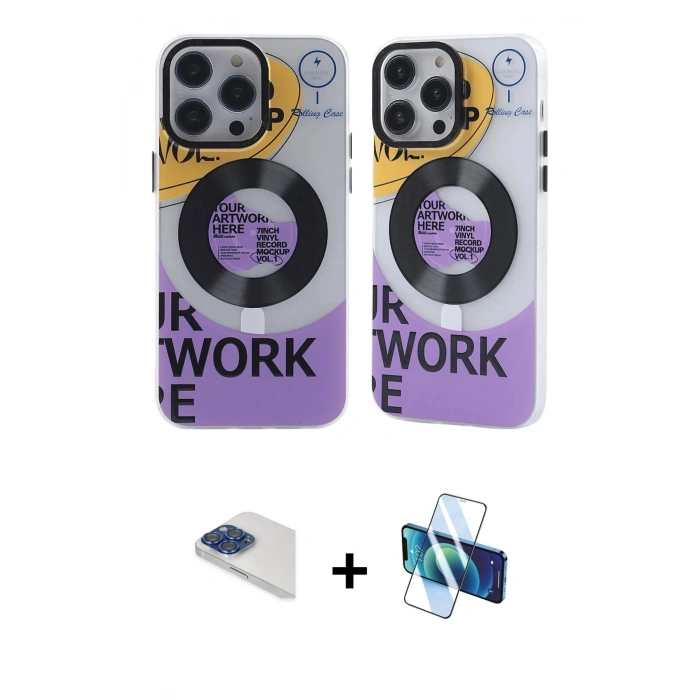 MARSİLYAN™- iPhone 13 Pro Max Kılıf Nova Doku Koleksiyonu - Siyah 3D Antistatik Cam Ekran Koruyucu + Pers Alüminyum Kamera Lens - LT