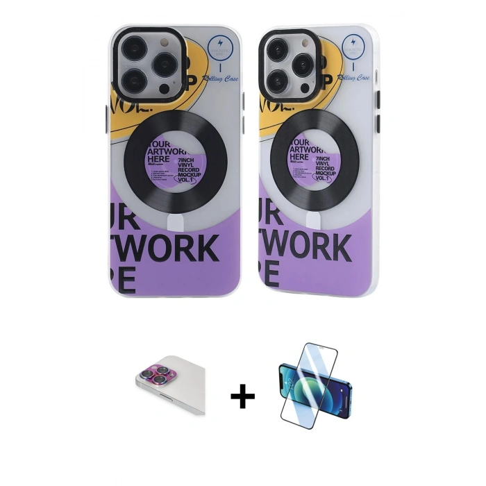 MARSİLYAN™- iPhone 13 Pro Max Kılıf Nova Doku Koleksiyonu - Siyah 3D Antistatik Cam Ekran Koruyucu + Pers Alüminyum Kamera Lens - GI