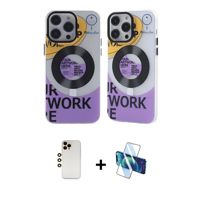 MARSİLYAN™- iPhone 13 Pro Max Kılıf Nova Doku Koleksiyonu - Siyah 3D Antistatik Cam Ekran Koruyucu + Shine Kamera Lens - GD