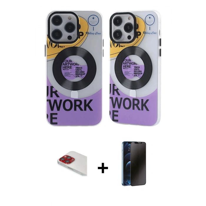 MARSİLYAN™- iPhone 13 Pro Max Kılıf Nova Doku Koleksiyonu - Siyah 3D Antistatik Hayalet Cam Ekran Koruyucu + Pers Alüminyum Kamera Lens - KI