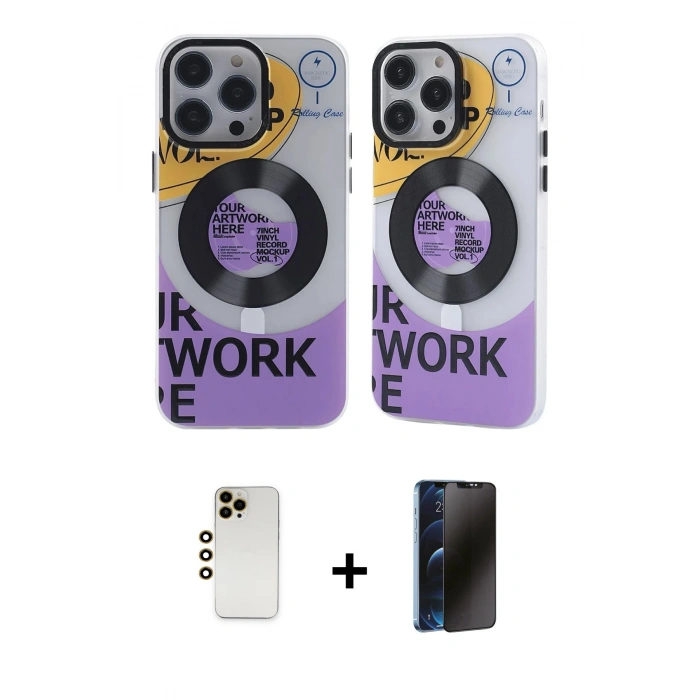 MARSİLYAN™- iPhone 13 Pro Max Kılıf Nova Doku Koleksiyonu - Siyah 3D Antistatik Hayalet Cam Ekran Koruyucu + Shine Kamera Lens - GD