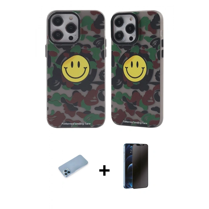 MARSİLYAN™- iPhone 13 Pro Max Kılıf Nova Doku Koleksiyonu - Siyah 3D Antistatik Hayalet Cam Ekran Koruyucu + Shine Kamera Lens Koruma Cam - MI