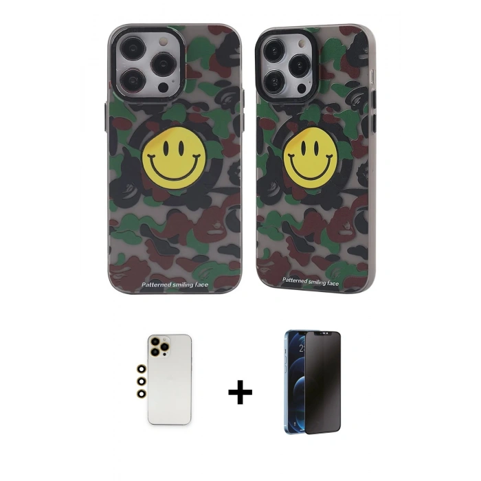 MARSİLYAN™- iPhone 13 Pro Max Kılıf Nova Doku Koleksiyonu - Siyah 3D Antistatik Hayalet Cam Ekran Koruyucu + Shine Kamera Lens - GD
