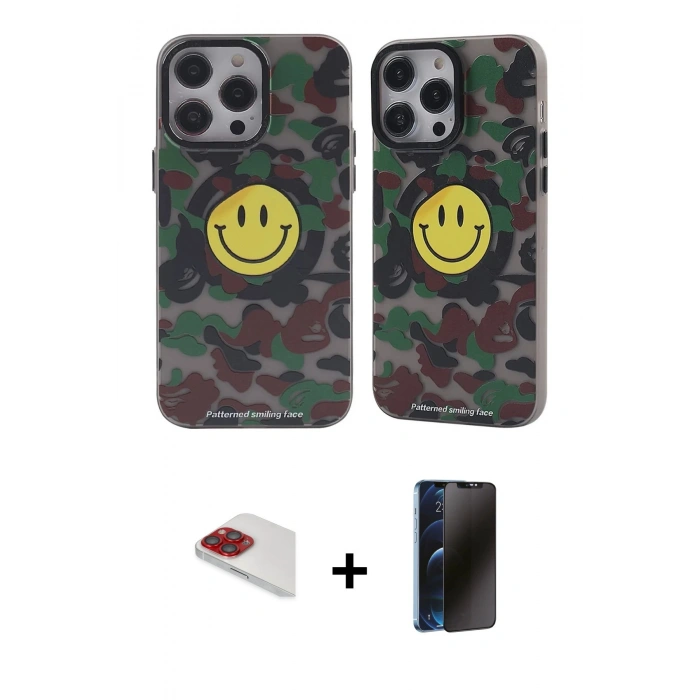 MARSİLYAN™- iPhone 13 Pro Max Kılıf Nova Doku Koleksiyonu - Siyah 3D Antistatik Hayalet Cam Ekran Koruyucu + Pers Alüminyum Kamera Lens - KI