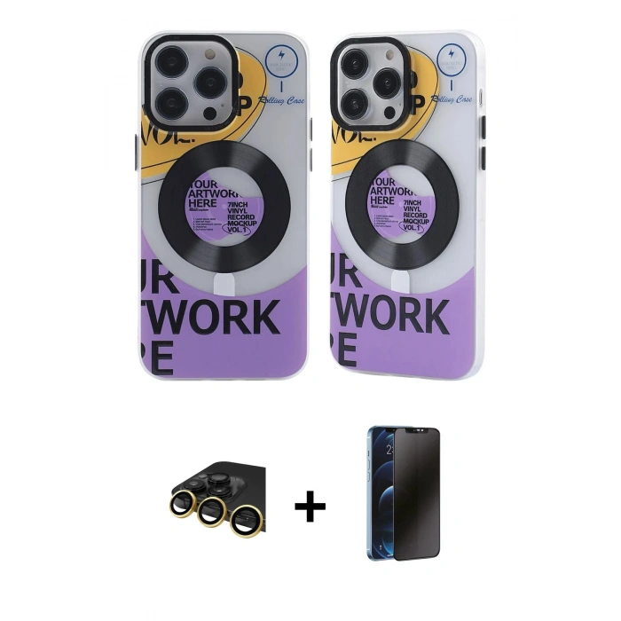 MARSİLYAN™- iPhone 13 Pro Max Kılıf Nova Doku Koleksiyonu - Siyah 3D Antistatik Hayalet Cam Ekran Koruyucu + Raze Metal Kamera Lens - GD