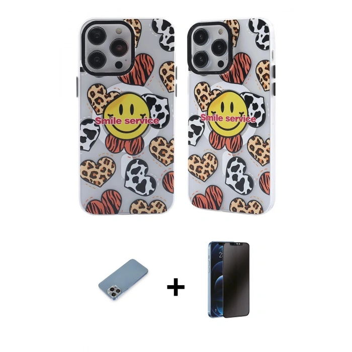 MARSİLYAN™- iPhone 13 Pro Max Kılıf Nova Doku Koleksiyonu - Siyah 3D Antistatik Hayalet Cam Ekran Koruyucu + Gökkuşağı Shine Kamera Lens Koruma Cam
