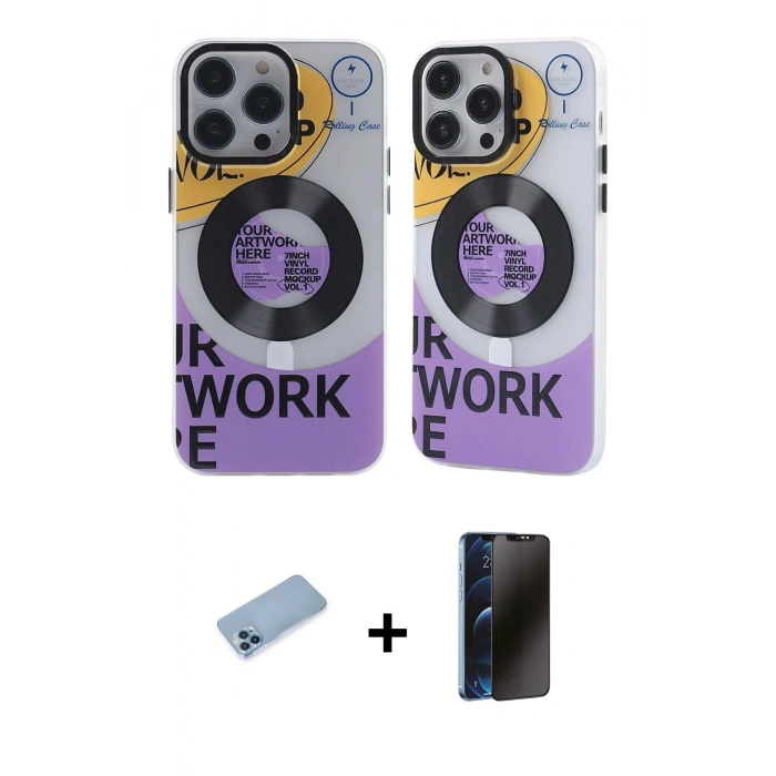 MARSİLYAN™- iPhone 13 Pro Max Kılıf Nova Doku Koleksiyonu - Siyah 3D Antistatik Hayalet Cam Ekran Koruyucu + Shine Kamera Lens Koruma Cam - MI