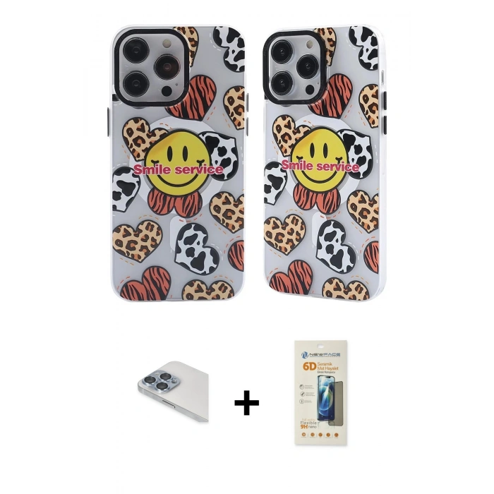 MARSİLYAN™- iPhone 13 Pro Max Kılıf Nova Doku Koleksiyonu - Siyah 6D Mat Seramik Hayalet Nano Ekran Koruyucu + Pers Alüminyum Kamera Lens - SABE