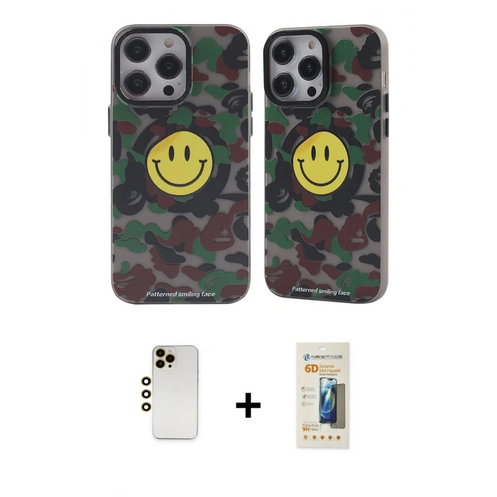 MARSİLYAN™- iPhone 13 Pro Max Kılıf Nova Doku Koleksiyonu - Siyah 6D Mat Seramik Hayalet Nano Ekran Koruyucu + Shine Kamera Lens - GD