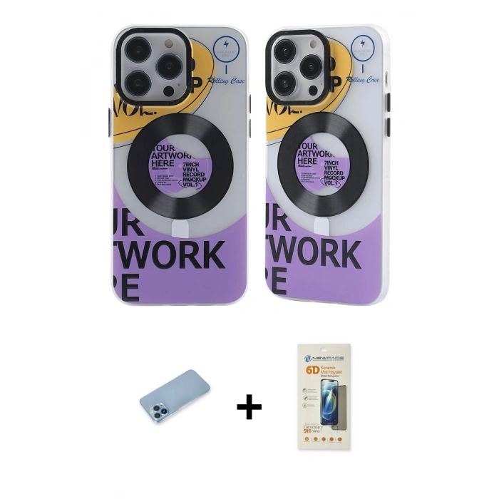 MARSİLYAN™- iPhone 13 Pro Max Kılıf Nova Doku Koleksiyonu - Siyah 6D Mat Seramik Hayalet Nano Ekran Koruyucu + Shine Kamera Lens Koruma Cam - MI