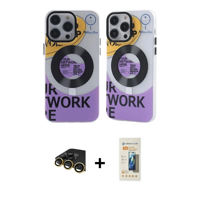 MARSİLYAN™- iPhone 13 Pro Max Kılıf Nova Doku Koleksiyonu - Siyah 6D Mat Seramik Hayalet Nano Ekran Koruyucu + Raze Metal Kamera Lens - GD