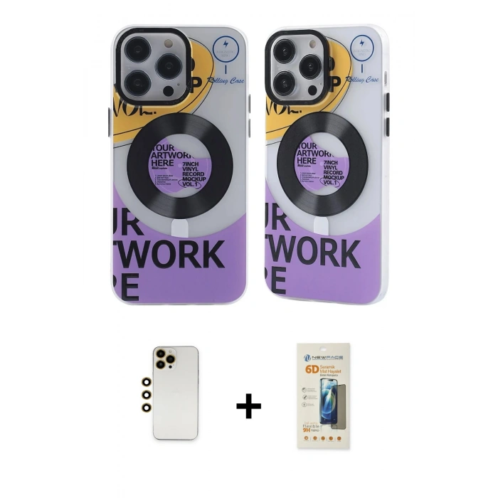 MARSİLYAN™- iPhone 13 Pro Max Kılıf Nova Doku Koleksiyonu - Siyah 6D Mat Seramik Hayalet Nano Ekran Koruyucu + Shine Kamera Lens - GD