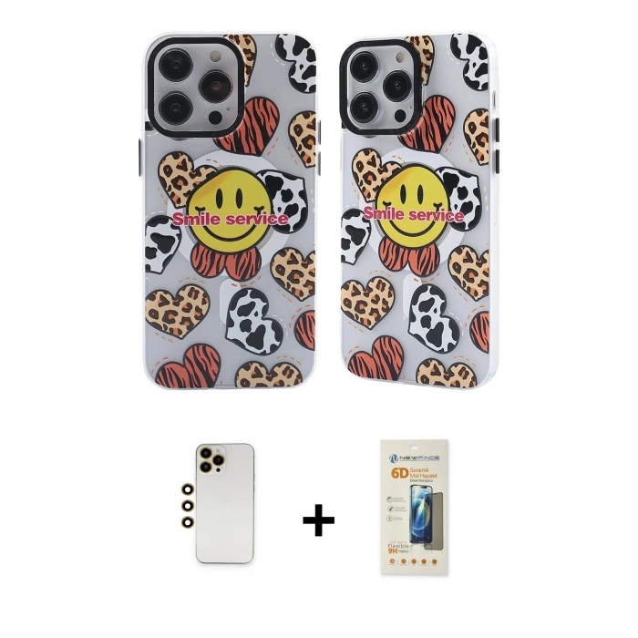 MARSİLYAN™- iPhone 13 Pro Max Kılıf Nova Doku Koleksiyonu - Siyah 6D Mat Seramik Hayalet Nano Ekran Koruyucu + Shine Kamera Lens - GD