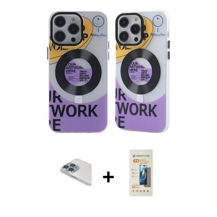 MARSİLYAN™- iPhone 13 Pro Max Kılıf Nova Doku Koleksiyonu - Siyah 6D Mat Seramik Hayalet Nano Ekran Koruyucu + Pers Alüminyum Kamera Lens - SABE