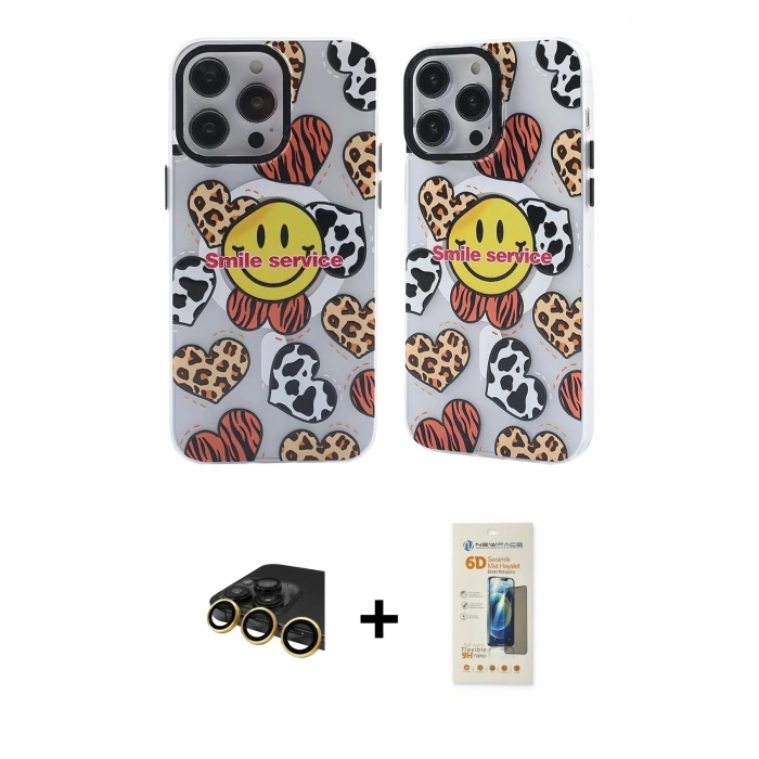 MARSİLYAN™- iPhone 13 Pro Max Kılıf Nova Doku Koleksiyonu - Siyah 6D Mat Seramik Hayalet Nano Ekran Koruyucu + Raze Metal Kamera Lens - GD