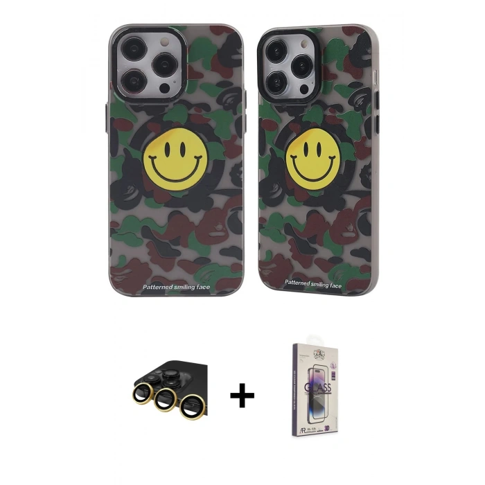 MARSİLYAN™- iPhone 13 Pro Max Kılıf Nova Doku Koleksiyonu - Siyah Bilvis 3D Cam Ekran Koruyucu + Gold Raze Metal Kamera Lens