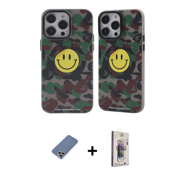 MARSİLYAN™- iPhone 13 Pro Max Kılıf Nova Doku Koleksiyonu - Siyah Bilvis 3D Cam Ekran Koruyucu + Metal Kamera Lens Koruma Cam - AKYL