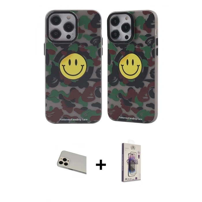 MARSİLYAN™- iPhone 13 Pro Max Kılıf Nova Doku Koleksiyonu - Siyah Bilvis 3D Cam Ekran Koruyucu + Rainbow Kamera Lens Koruma Cam - REGD