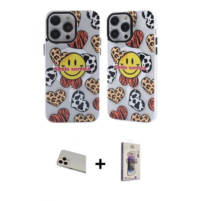 MARSİLYAN™- iPhone 13 Pro Max Kılıf Nova Doku Koleksiyonu - Siyah Bilvis 3D Cam Ekran Koruyucu + Rainbow Kamera Lens Koruma Cam - REGD