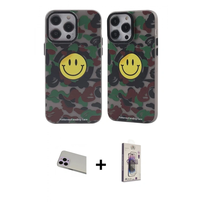 MARSİLYAN™- iPhone 13 Pro Max Kılıf Nova Doku Koleksiyonu - Siyah Bilvis 3D Cam Ekran Koruyucu + Rainbow Kamera Lens Koruma Cam - MR