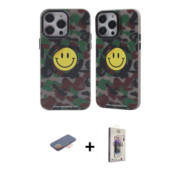 MARSİLYAN™- iPhone 13 Pro Max Kılıf Nova Doku Koleksiyonu - Siyah Bilvis 3D Cam Ekran Koruyucu + Renkli Kamera Lens Koruma Cam - TU