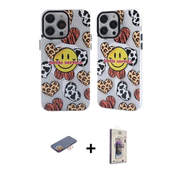 MARSİLYAN™- iPhone 13 Pro Max Kılıf Nova Doku Koleksiyonu - Siyah Bilvis 3D Cam Ekran Koruyucu + Renkli Kamera Lens Koruma Cam - TU