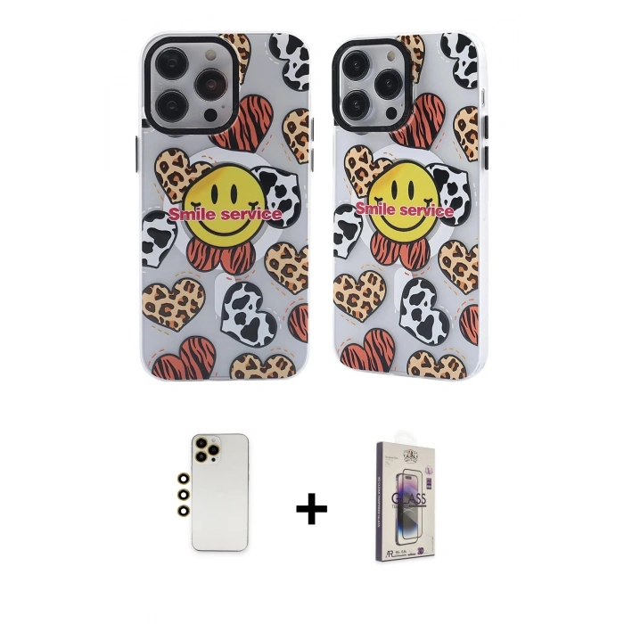 MARSİLYAN™- iPhone 13 Pro Max Kılıf Nova Doku Koleksiyonu - Siyah Bilvis 3D Cam Ekran Koruyucu + Shine Kamera Lens - GD