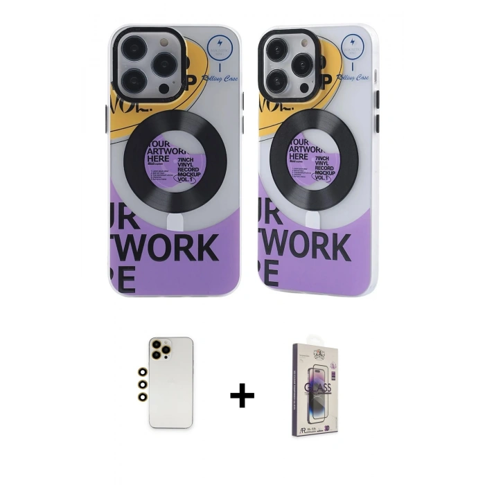 MARSİLYAN™- iPhone 13 Pro Max Kılıf Nova Doku Koleksiyonu - Siyah Bilvis 3D Cam Ekran Koruyucu + Shine Kamera Lens - GD